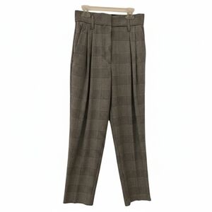 H&M Women's Double Pleated Gray Checkered Trousers Size 4